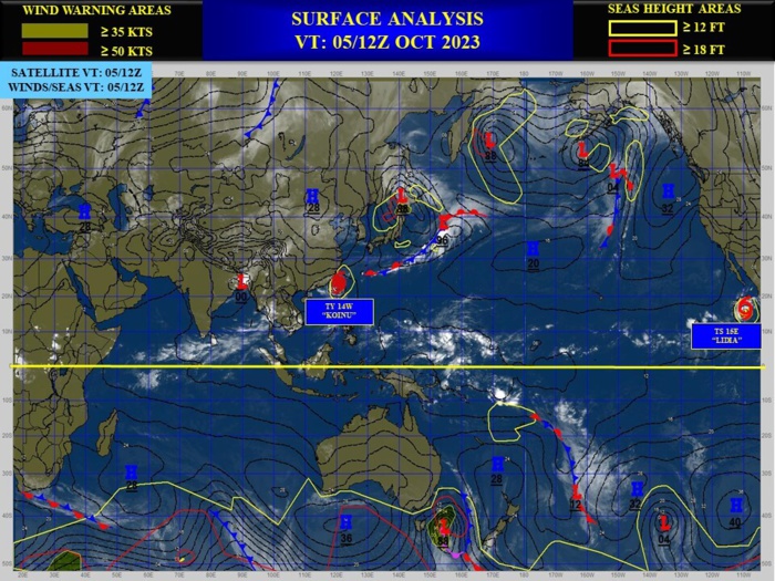 Typhoon 14W(KOINU) clipped Southern TAIWAN as a CAT 4 US slowing down & weakening while approaching CHINA// Invest 98W// 0509utc