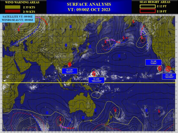 TS 15W(BOLAVEN) forecast to reach Super Typhoon Intensity by 72H//14W(KOINU) rapidly degrading//TS 15E(LIDIA)//TS 16E(MAX)//0915utc