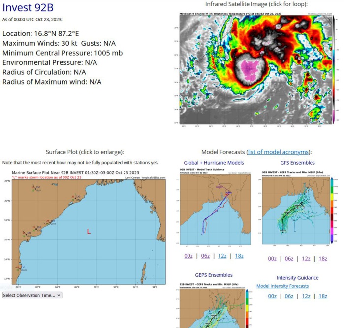 TC 05A(TEJ) strong CAT 3 US// TC 01P(LOLA) to peak at CAT 2 US by 24h// TCFA issued for Invest 92B//3 Week GTHO maps//2303utc