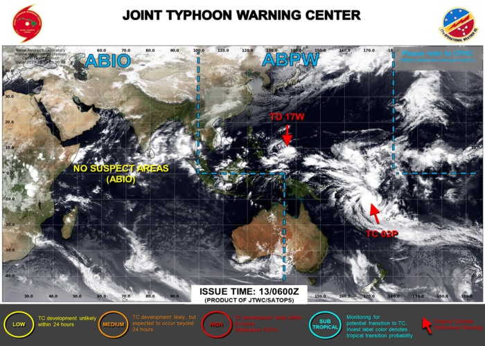 JTWC IS ISSUING 6 HOURLY WARNINGS AND 3HOURLY SATELLITE BULLETINS ON 17W AND 02P.