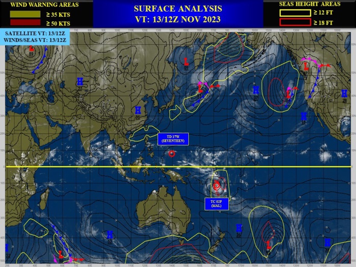 TD 17W weak and ill-defined for now// 02P(MAL) intensifying while approaching FIJI//1309utc