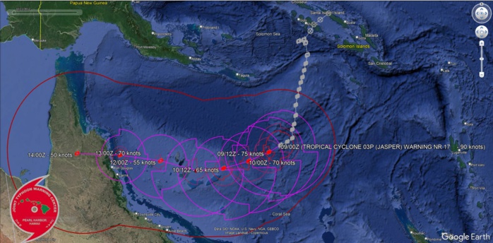 Tropical Cyclone 03P(JASPER) peaked at US CAT 4, now weakening under strong shear//0906utc