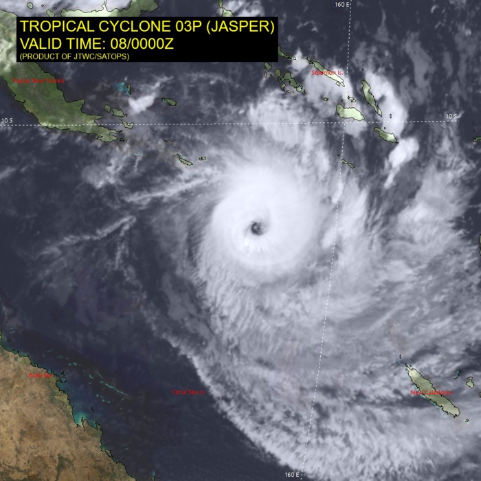 Tropical Cyclone 03P(JASPER) peaked at US CAT 4, now weakening under strong shear//0906utc