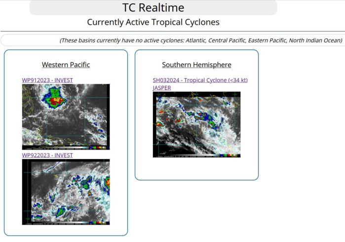 Tropical Cyclone Formation Alert issued for Invest 91W// Invest 92W//Remnants of TC 03P(JASPER)// 1606utc