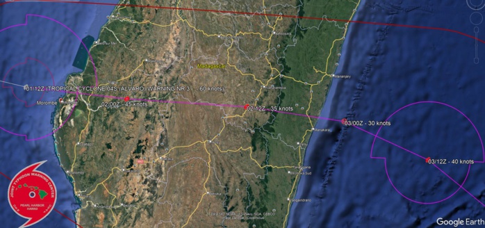 TC 04S(ALVARO) making landfall near Morombe/Madagascar close to Typhoon Intensity// 0115utc