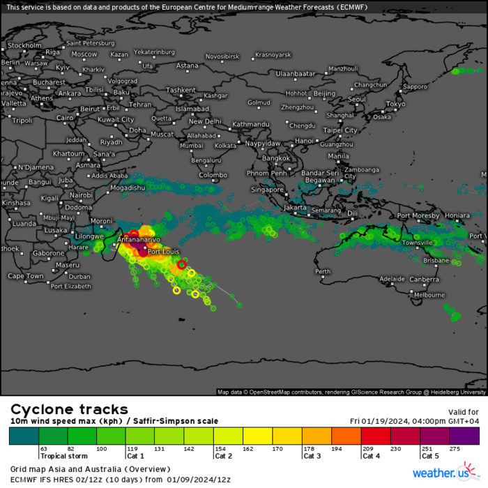 3 Week Tropical Cyclone Formation probability : Southern Hemisphere likely to be active// 1003utc