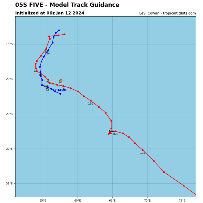 TC 05S is forecast to intensify significantly next 72h and dangerously approach REUNION and MAURITIUS islands//1215utc