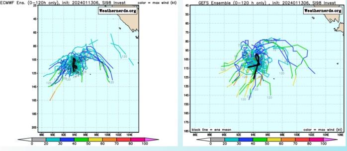 GLOBAL MODELS ARE IN  AGREEMENT THAT 98S WILL BE QUASI-STATIONARY AS IT CONTINUES TO DEVELOP  OVER THE NEXT 24-48 HOURS.