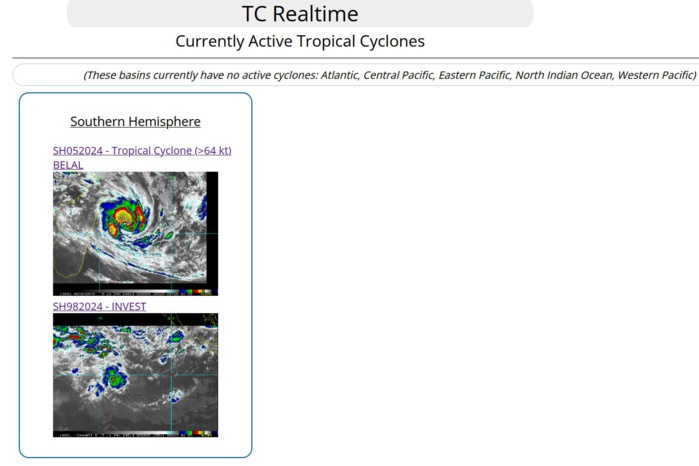 Intensifying TC 05S(BELAL) is forecast to hit REUNION island as a very dangerous CAT 3 US  by 36h// Invest 98S// 1403utc