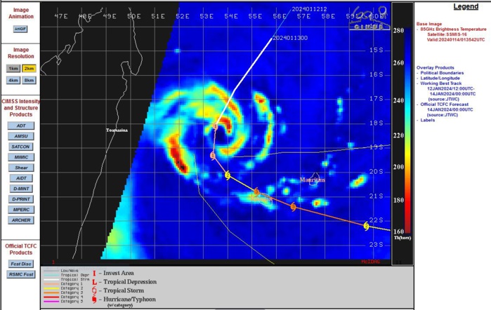 Intensifying TC 05S(BELAL) is forecast to hit REUNION island as a very dangerous CAT 3 US  by 36h// Invest 98S// 1403utc Intensifying TC 05S(BELAL) is forecast to hit REUNION island as a very dangerous CAT 3 US  by 36h// Invest 98S// 1403utc