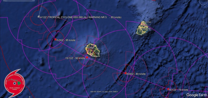 Intensifying TC 05S(BELAL) is forecast to track dangerously close to REUNION island(possibly over) by 24h// Invest 98S//Invest 99S//1415utc