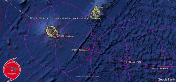 TC 05S(BELAL) is tracking over REUNION island where top gusts should locally exceed 200km/h// 1503utc TC 05S(BELAL) is tracking over REUNION island where top gusts should locally exceed 200km/h// 1503utc
