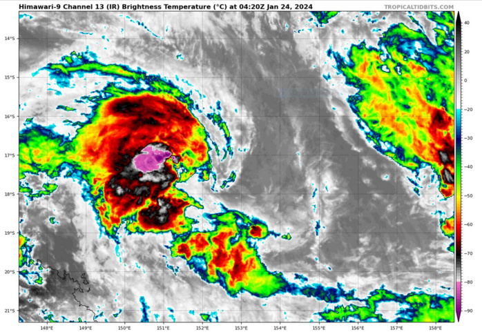 SATELLITE ANALYSIS, INITIAL POSITION AND INTENSITY DISCUSSION: ANIMATED MULTISPECTRAL SATELLITE IMAGERY (MSI) DEPICTS LIMITED, FRAGMENTED DEEP CONVECTION CONFINED PRIMARILY TO THE NORTHERN AND WESTERN PERIPHERIES OF A BROAD CIRCULATION WITH MULTIPLE EMBEDDED LOW-LEVEL MESOVORTICES. THE INITIAL POSITION IS PLACED WITH LOW CONFIDENCE BASED ON RECENT SATELLITE FIXES FROM PGTW AND KNES AND A PARTIAL 232029Z SSMIS MICROWAVE SENSOR PASS. THE INITIAL INTENSITY OF 40 KTS IS ASSESSED WITH MEDIUM CONFIDENCE AND SET SLIGHTLY ABOVE A CONSENSUS OF SUBJECTIVE DVORAK AND AUTOMATED INTENSITY ESTIMATES BASED ON WINDS EXCEEDING 35 KNOTS EVIDENT WITHIN THE SOUTHEASTERN PERIPHERY IN A PARTIAL 232222Z METOP-B ASCAT PASS. ALTHOUGH CONVECTION REMAINS DISORGANIZED AND COVERAGE HAS DECREASED, AN  EXPANDING CIRRUS SHIELD OVER THE SYSTEM REFLECTS AN EXPANSION OF OUTFLOW, PARTICULARLY TO THE WEST, AS WELL AS THE DISSIPATION OF A  WEAK UPPER-LEVEL LOW THAT WAS PREVIOUSLY INHIBITING DEVELOPMENT.