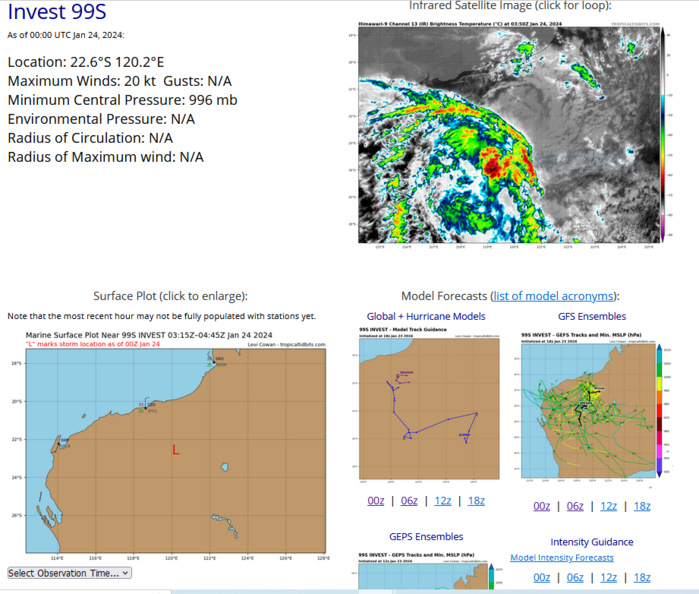 TC 07P intensifying//TC 06S(ANGGREK) re-intensifying//TCFA issued for Invest 92S//3 Week Tropical Cyclone Formation Probability//2403utc