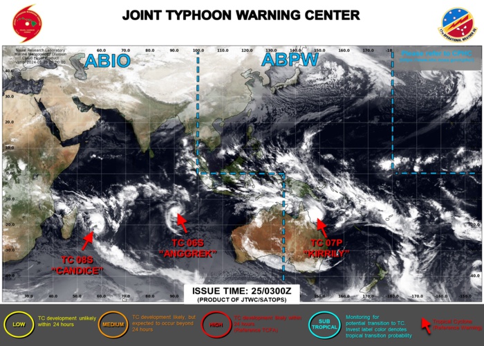 JTWC IS ISSUING 6HOURLY WARNINGS AND 3HOURLY SATELLITE BULLETINS TC 07P. 12HOURLY WARNINGS AND 3HOURLY SATELLITE BULLETINS ARE ISSUED ON TC 06S AND ON TC 08S.