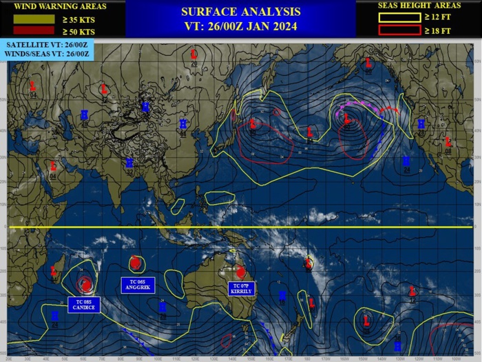 TC 06S(ANGGREK) powerful CAT 4 US within 48h//TC 08S(CANDICE) peaked//TC 07P(KIRRILY) peaked at Typhoon Intensity//2609utc
