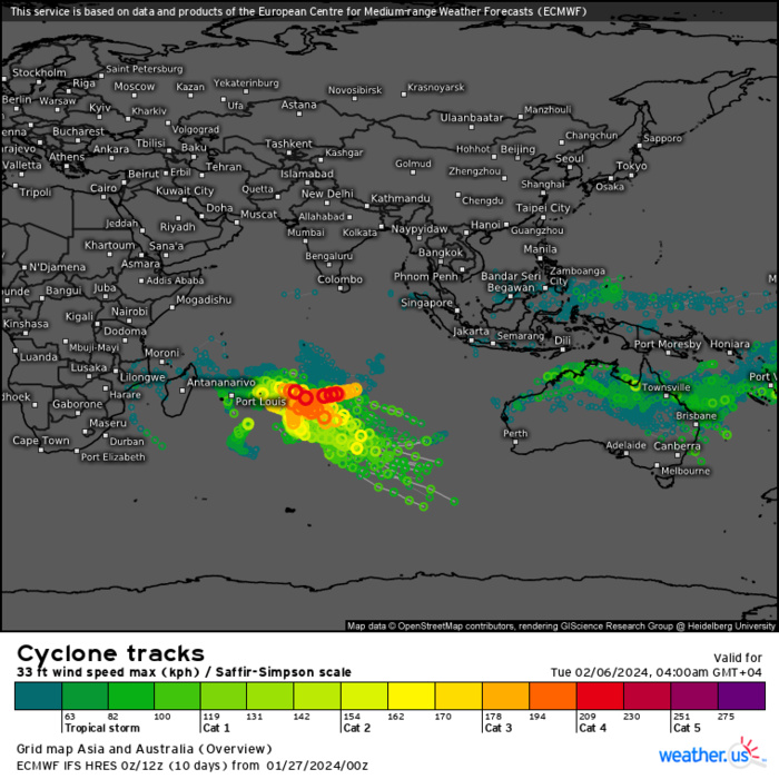 Intense TC 06S(ANGGREK) peaking at CAT 4 US within 36h//TC 08S(CANDICE) Final Warning//ECMWF 10 Day Stom Tracks//2709utc