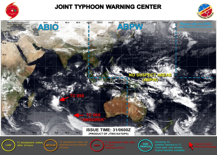JTWC IS ISSUING 12HOURLY WARNINGS AND 3HOURLY SATELLITE BULLETINS TC 09S. WARNING 33/FINAL WAS ISSUED ON TC 06S AT 31/09UTC BUT 3HOURLY SATELLITE BULLETINS ARE STILL ISSUED.