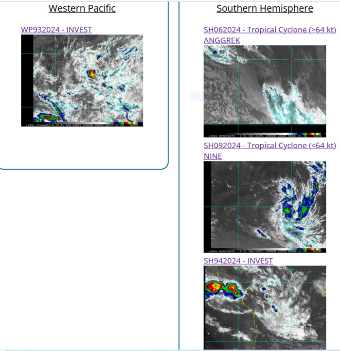  Long-lived ex CAT 4 06S(ANGGREK)// TC 09S update// Invest 93W// Invest 94P//3 Week Tropical Cyclone Formation Probability//3109utc