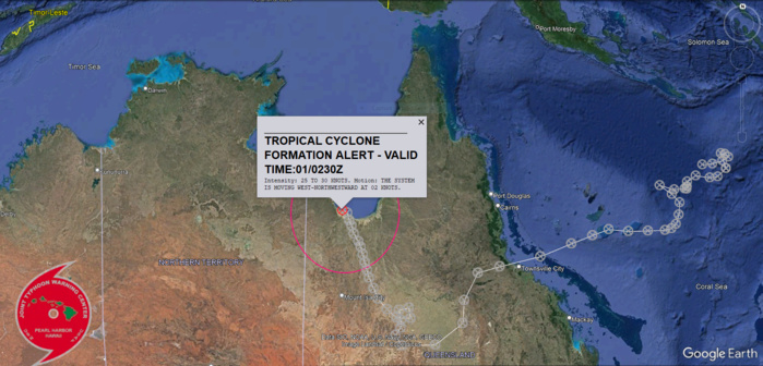 THE AREA OF CONVECTION (REMNANTS 07P) PREVIOUSLY LOCATED NEAR  17.5S 139.7E IS NOW LOCATED NEAR 17.4S 139.5E, APPROXIMATELY 48 NM  SOUTH-SOUTHEAST OF MORNINGTON ISLAND. ANIMATED MULTISPECTRAL SATELLITE  IMAGERY DEPICTS A PARTIALLY EXPOSED LOW-LEVEL CIRCULATION CENTER (LLCC)  WITH PERSISTENT DEEP CONVECTION OVER THE NORTHERN AND WESTERN  PERIPHERIES OF THE CIRCULATION CENTER.  ENVIRONMENTAL ANALYSIS INDICATES  THAT THE REMNANTS OF 07P IS IN A MARGINALLY FAVORABLE ENVIRONMENT FOR  DEVELOPMENT WITH ROBUST EQUATORWARD OUTFLOW ALOFT, MOIST AIR IN THE  AREA, AND LOW SURFACE PRESSURES OFFSET BY MODERATE TO HIGH (20-25 KTS)  VERTICAL WIND SHEAR. RECENT OBSERVATIONS FROM MORNINGTON ISLAND, TO THE  NORTH, SHOW WESTERLY WINDS OF 26 KTS. THE SYSTEM IS CURRENTLY LOCATED  ALONG THE SOUTHERN COAST OF THE GULF OF CARPENTARIA AND GLOBAL MODELS  HAVE THE SYSTEM TRACKING SLOWLY AND ERRATICALLY OVER THE NEXT 36-48  HOURS WITH A BRIEF PERIOD WHERE THE SYSTEM COULD REACH WEAK TROPICAL  CYCLONE STRENGTH BEFORE TRACKING BACK SOUTHWARD.  MAXIMUM SUSTAINED  SURFACE WINDS ARE ESTIMATED AT 25 TO 30 KNOTS. MINIMUM SEA LEVEL  PRESSURE IS ESTIMATED TO BE NEAR 997 MB. THE POTENTIAL FOR THE  DEVELOPMENT OF A SIGNIFICANT TROPICAL CYCLONE WITHIN THE NEXT 24 HOURS  IS UPGRADED TO HIGH.