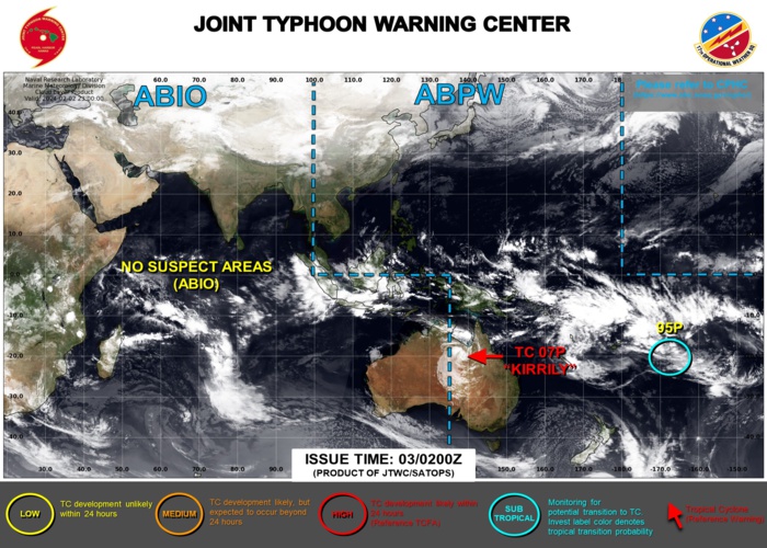 JTWC IS ISSUING 3HOURLY SATELLITE BULLETINS ON INVEST 94P AND ON INVEST 95P.
