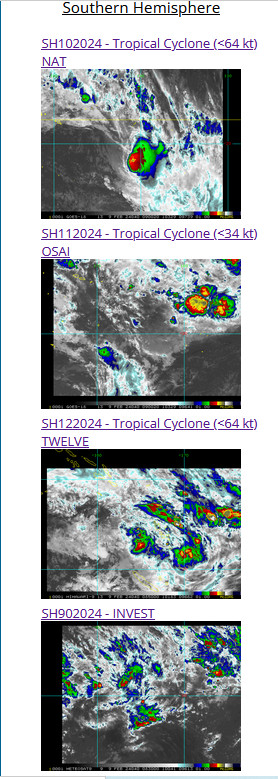 TC 12P//Remnants of TC 11P(OSAI)// 10P(NAT) Subtropical// INVEST 90S// 10 DAY ECMWF Storm Tracks//0909utc