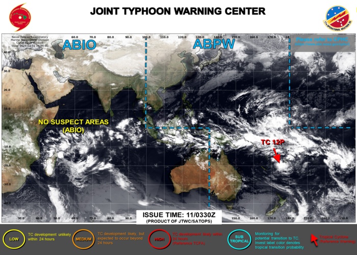 JTWC IS ISSUING 6HOURLY WARNINGS AND 3HOURLY SATELLITE BULLETINS ON TC 12P. JTWC IS ISSUING 6HOURLY WARNINGS AND 3HOURLY SATELLITE BULLETINS ON TC 12P.