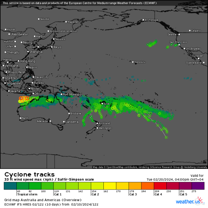 TC 12P// INVEST 90S// INVEST 91P//10 DAY ECMWF Storm Tracks// 1103utc