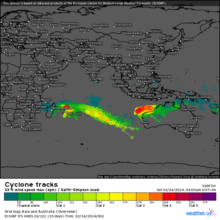 INVEST 90S// INVEST 93S// INVEST 94P//10 DAY ECMWF Storm Tracks//3 Week Tropical Cyclone Formation Probability// 1409utc