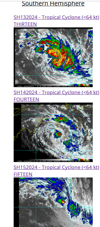 TC 13S(DJOUNGOU) Rapid Intensification possible// TC 14P// TC 15P/ 10 Day ECMWF Storm Tracks// 1603utc TC 13S(DJOUNGOU) Rapid Intensification possible// TC 14P// TC 15P/ 10 Day ECMWF Storm Tracks// 1603utc