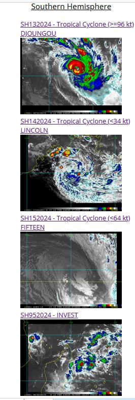 TC 13S(DJOUNGOU) peaks as a powerful CAT 4 US//TCFA issued for INVEST 95S//10 Day ECMWF Storm Tracks//1809utc