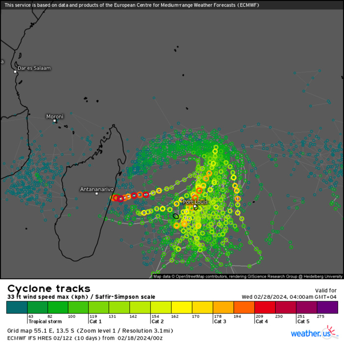 TC 13S(DJOUNGOU) peaks as a powerful CAT 4 US//TCFA issued for INVEST 95S//10 Day ECMWF Storm Tracks//1809utc