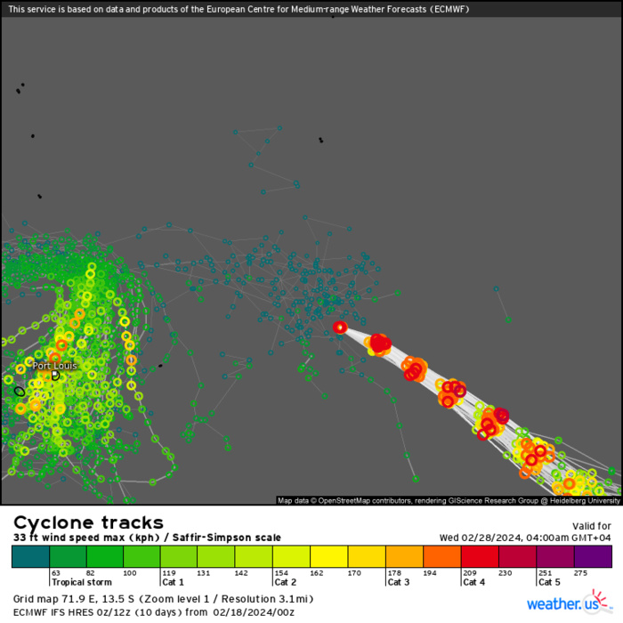 TC 13S(DJOUNGOU) peaks as a powerful CAT 4 US//TCFA issued for INVEST 95S//10 Day ECMWF Storm Tracks//1809utc