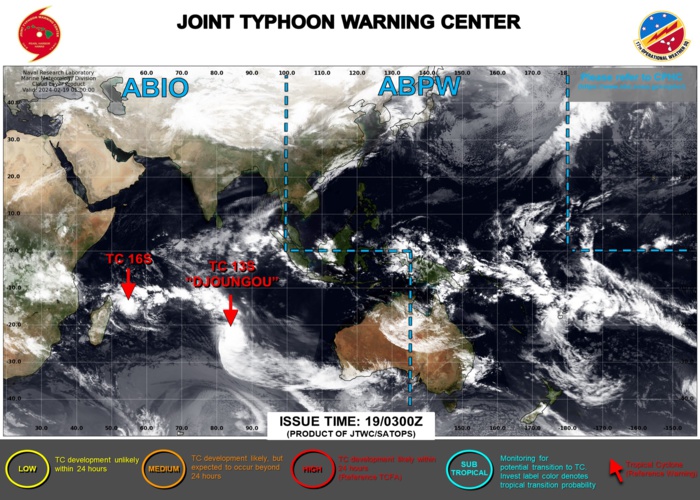 JTWC IS ISSUING 12HOURLY WARNINGS AND 3HOURLY SATELLITE BULLETINS ON TC 13S AND ON TC 16S. 3HOURLY SATELLITE BULLETINS ARE ISSUED ON THE OVERLAND REMNANTS OF TC 14P. JTWC IS ISSUING 12HOURLY WARNINGS AND 3HOURLY SATELLITE BULLETINS ON TC 13S AND ON TC 16S. 3HOURLY SATELLITE BULLETINS ARE ISSUED ON THE OVERLAND REMNANTS OF TC 14P.