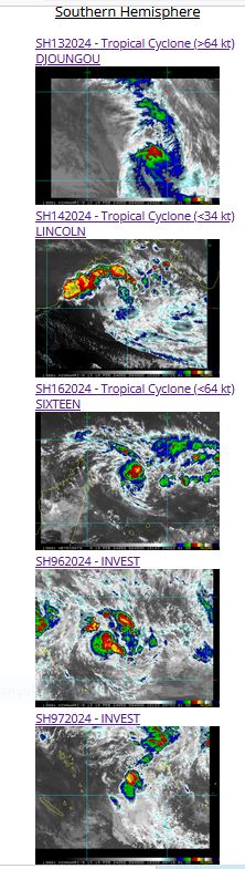 TC 13S(DJOUNGOU) former Super Typhoon now rapidly decaying//TC 16S developing next 72h//10 Day ECMWF Storm Tracks//1910utc