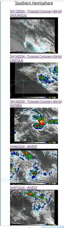 Rapid Update: TC 13S(DJOUNGOU) subtropical//TC 16S(ELEANOR)//Overland TC 14P(LINCOLN)//INVEST 96P//INVEST 97P//1921utc