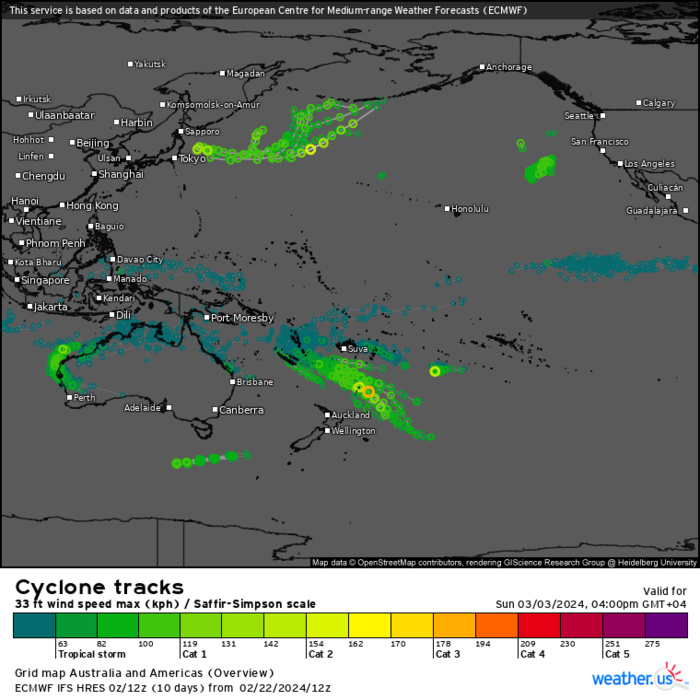 TC 16S(ELEANOR) peakead at 60 Knots now weakening//TC 14P(LINCOLN) intensifying a bit next 24H// 10 Day ECMWF Storm Tracks//2306utc TC 16S(ELEANOR) peakead at 60 Knots now weakening//TC 14P(LINCOLN) intensifying a bit next 24H// 10 Day ECMWF Storm Tracks//2306utc