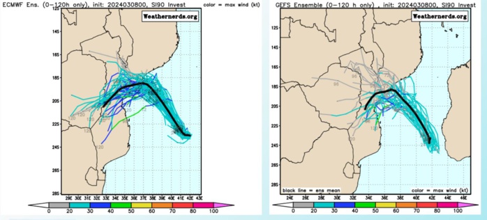GLOBAL DETERMINISTIC MODELS ARE IN GOOD AGREEMENT THAT 90S WILL CONTINUE TO WEAKEN IN THE MOZAMBIQUE CHANNEL AS IT APPROACHES THE EAST COAST OF AFRICA OVER THE NEXT 24 HOURS. GLOBAL DETERMINISTIC MODELS ARE IN GOOD AGREEMENT THAT 90S WILL CONTINUE TO WEAKEN IN THE MOZAMBIQUE CHANNEL AS IT APPROACHES THE EAST COAST OF AFRICA OVER THE NEXT 24 HOURS.