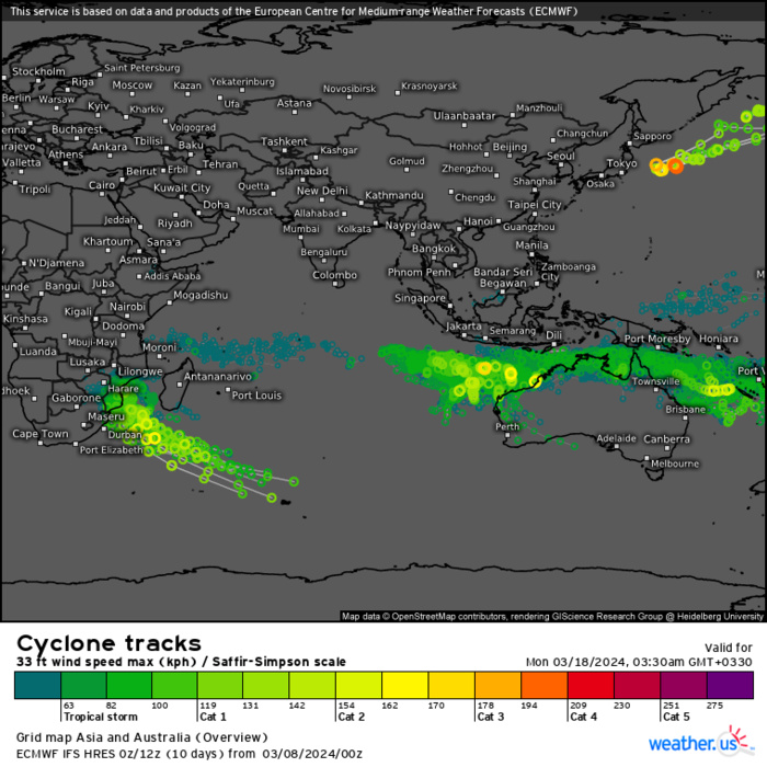 INVEST 90S// INVEST 91S// ECMWF 10 Day Storm Tracks// 3 Week Tropical Cyclone Formation Probability//0809utc 