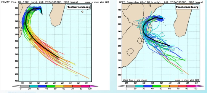 GLOBAL MODELS INDICATE  STEADY CONSOLIDATION AS THE CORE CONTINUES TO RE-MOISTEN, WITH A  GENERALLY WESTWARD TRACK TOWARD THE MOZAMBIQUE COAST OVER THE NEXT 36  HOURS.
