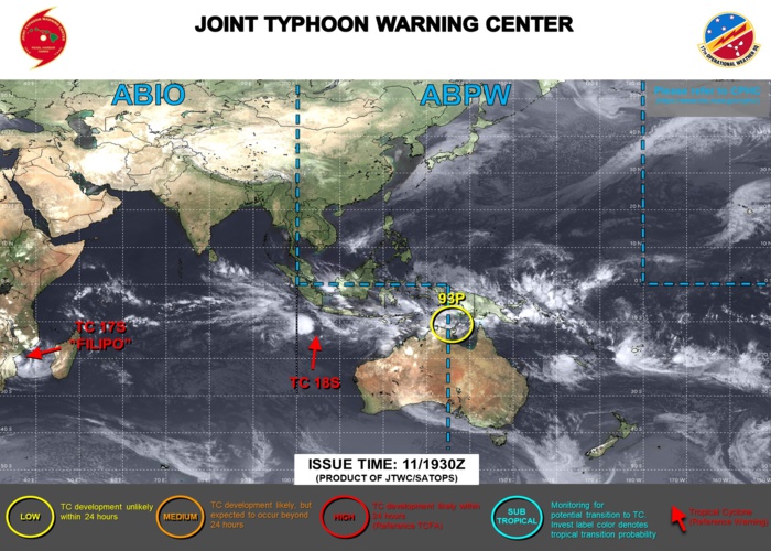 JTWC IS ISSUING 6HOURLY WARNINGS AND 3HOURLY SATELLITE BULLETINS ON TC 18S. JTWC IS ISSUING 12HOURLY WARNINGS AND 3HOURLY SATELLITE BULLETINS ON TC 17S.