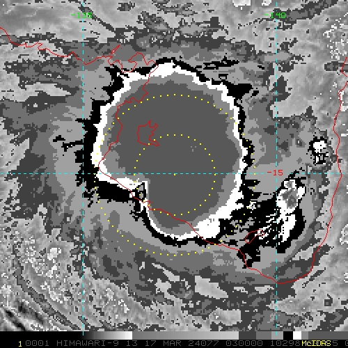 TC 19P(MEGAN) to peak within 12/24H at CAT 2 US crossing the Pellew Group within 24H//TC 18S struggling// 