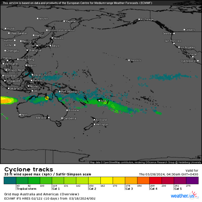 TC 19P(MEGAN) peaked at CAT 3 US made landfall// TC 18S may re-develop// 10 Day ECMWF Storm Tracks//1809utc TC 19P(MEGAN) peaked at CAT 3 US made landfall// TC 18S may re-develop// 10 Day ECMWF Storm Tracks//1809utc