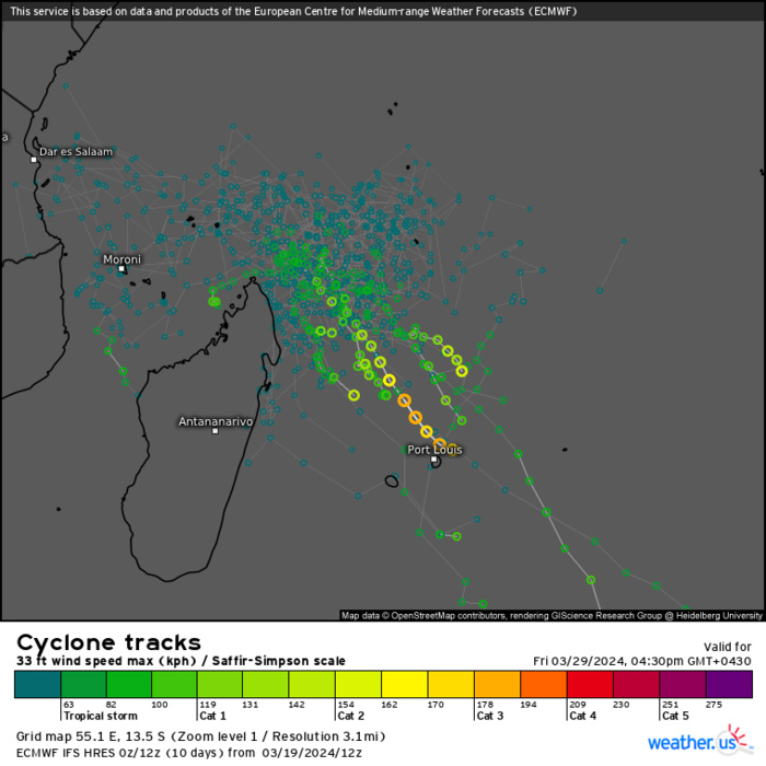 TC 18S forecast to reach CAT 1 US within 48H//TC 19P(MEGAN) remnants over-land // 3 Week TC Formation Probability//2003utc