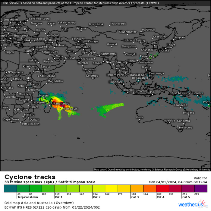 TC 18S(NEVILLE) peaked at CAT 4 US well above forecast//INVEST 95S// ECMWF 10 Day Storm Tracks// 2215utc TC 18S(NEVILLE) peaked at CAT 4 US well above forecast//INVEST 95S// ECMWF 10 Day Storm Tracks// 2215utc