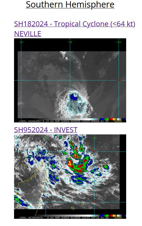 TC 18S(NEVILLE) rapidly weakening//INVEST 95S// ECMWF 10 Day Storm Tracks// 2403utc TC 18S(NEVILLE) rapidly weakening//INVEST 95S// ECMWF 10 Day Storm Tracks// 2403utc