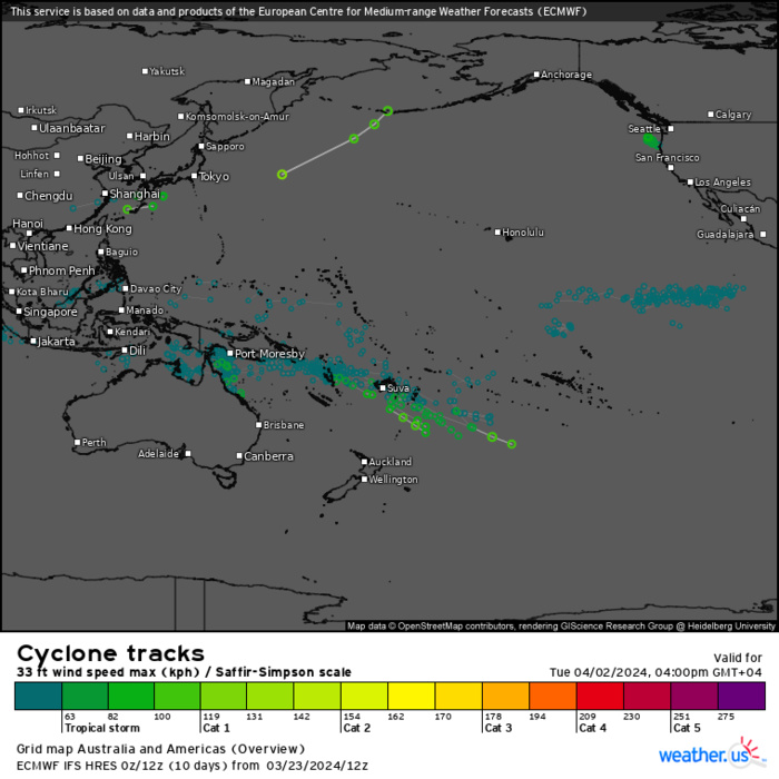 TC 18S(NEVILLE) rapidly weakening//INVEST 95S// ECMWF 10 Day Storm Tracks// 2403utc TC 18S(NEVILLE) rapidly weakening//INVEST 95S// ECMWF 10 Day Storm Tracks// 2403utc