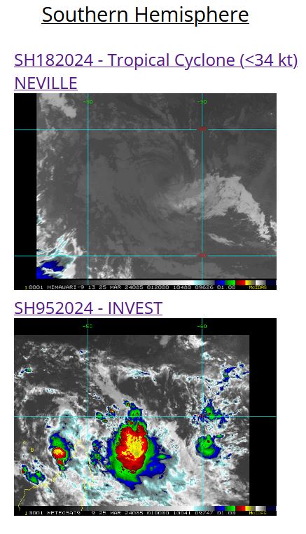 TC 18S(NEVILLE) remnants dying down// INVEST 95S under watch// ECMWF 10 Day Storm Tracks//2500utc TC 18S(NEVILLE) remnants dying down// INVEST 95S under watch// ECMWF 10 Day Storm Tracks//2500utc