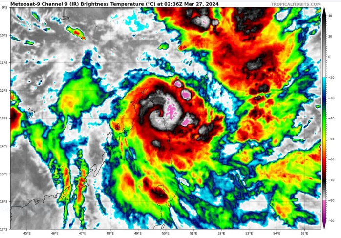 TC 20S(GAMANE) making landfall north of VOHEMAR/MADAGASCAR at CAT 2 US//  3 Week TC Formation Probability// 2703utc 