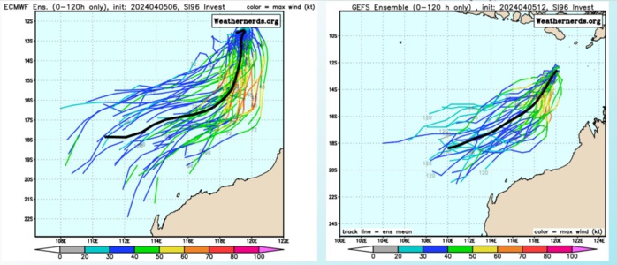 TC 21S(OLGA) intensifying and peaking within 24H may reach CAT 2 US// ECMWF 10 Day Storm Tracks, 0615utc TC 21S(OLGA) intensifying and peaking within 24H may reach CAT 2 US// ECMWF 10 Day Storm Tracks, 0615utc